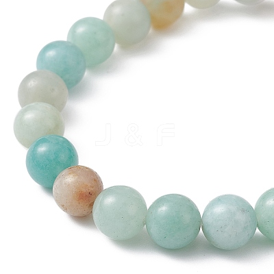 Natural Flower Amazonite Beaded Stretch Bracelet BJEW-JB09764-01-1