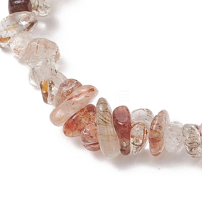 Natural Black Gold Rutilated Quartz Chip Beaded Stretch Bracelets for Children BJEW-JB11891-1