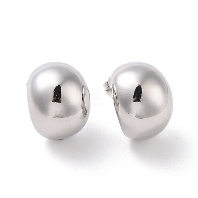 Brass Half Round Stud Earrings EJEW-G315-07P-1