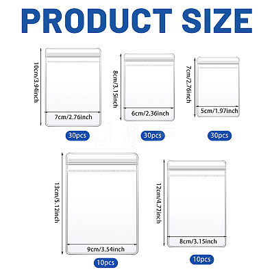 110Pcs 5 Styles PVC Plastic Storage Resealable Bags ABAG-GL0001-15-1
