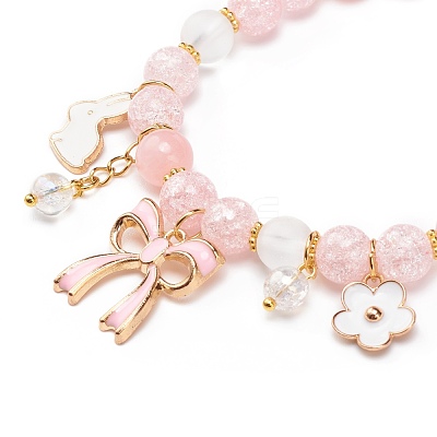 Synthetic Crackle Quartz & Natural Yellow Jade Beaded Stretch Bracelet BJEW-JB08527-01-1