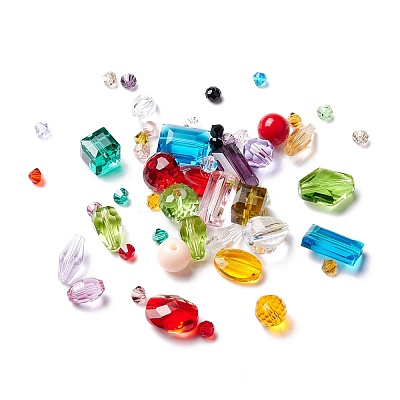 50Pcs Faceted Transparent K9 Glass Beads GLAA-D003-02-1