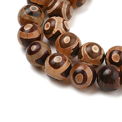 Natural Tibetan 3-Eye dZi Agate Beads Strands G-A240-A03-02-1