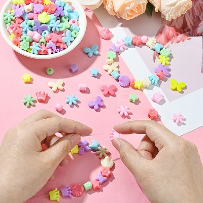 50Pcs 10 Styles Opaque Plastic Beads KY-YW0001-68-1