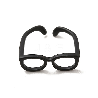 Brass Glasses Frame Open Cuff Ring for Women X-RJEW-F140-140EB-1