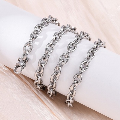 201 Stainless Steel Cable Chain Necklaces NJEW-Q013-12B-P-1