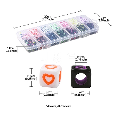 280Pcs 14 Styles Opaque White Acrylic European Beads MACR-YW0002-45-1