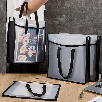 Translucent PP Book Storage Tote Bags with Polyester Handles ABAG-WH0039-68A-1