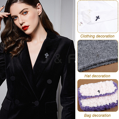 4Pcs Cross Brass Enamel Lapel Pin Backs for Backpack Clothes JEWB-GA0001-52-1