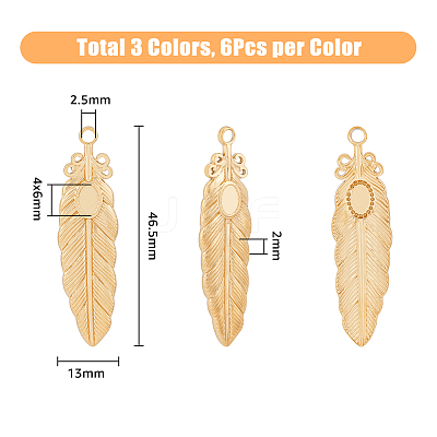 18Pcs 3 Colors 201 Stainless Steel Pendant Settings for Enamel STAS-DC0013-47-1