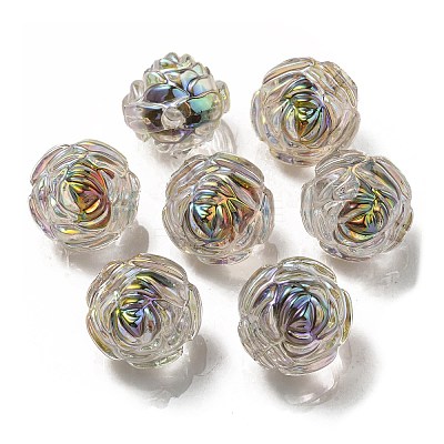 UV Plating Rainbow Iridescent Acrylic Beads LS-OACR-P010-20A-1
