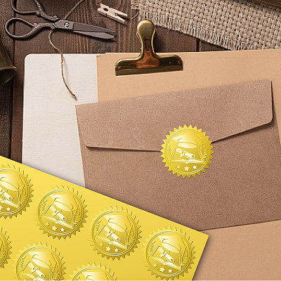 34 Sheets Self Adhesive Gold Foil Embossed Stickers DIY-WH0509-060-1