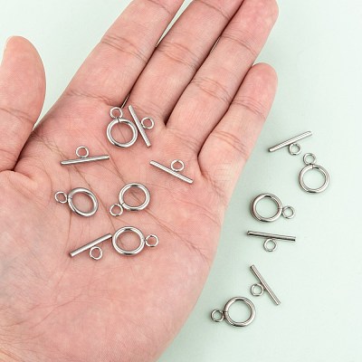 Tarnish Resistant 304 Stainless Steel Toggle Clasps STAS-F114-04P-B-1