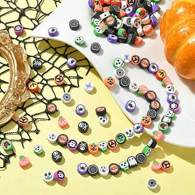 200Pcs 2 Styles Halloween Handmade Polymer Clay Beads CLAY-CJ0001-86-1
