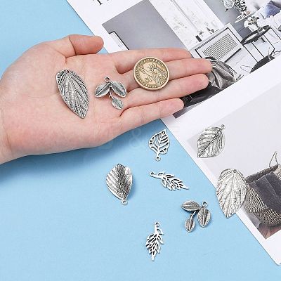 Mixed Style Tibetan Style Alloy Leaf Pendants TIBEP-F040-01AS-1