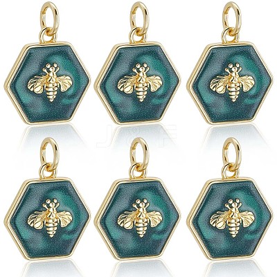 6Pcs Brass Enamel Charms KK-BBC0020-70-1