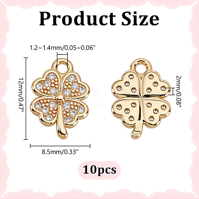 10Pcs Brass Micro Pave Cubic Zirconia Charms KK-HY0004-34-1