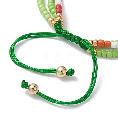 Adjustable Glass Seed Beaded Triple Layer Multi-strand Bracelet BJEW-MZ00048-05-1