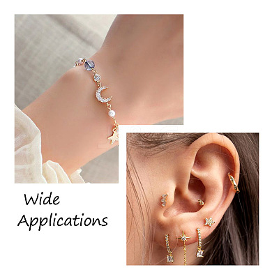 Kissitty 16Pcs 8 Style Brass Clear Cubic Zirconia Links Connectors ZIRC-KS0001-03-1