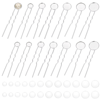 30Pcs 6 Styles Iron Hair Fork Findings IFIN-UN0001-27-1