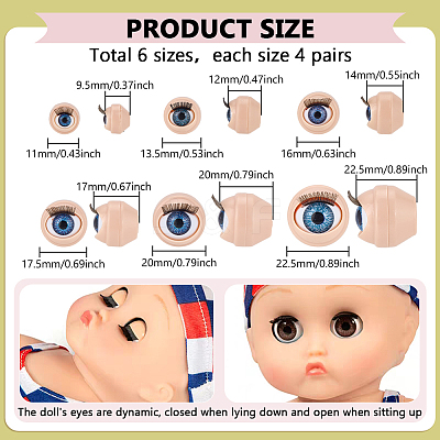 24 Pairs 6 Styles 3D ABS Doll Craft Cartoon Movable Eye FIND-PH0028-13B-1