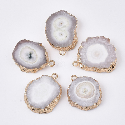 Natural Druzy Agate Pendants G-N325-04F-1