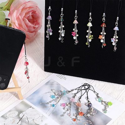 Glass & Acrylic Mobile Straps HJEW-SW00079-01-1