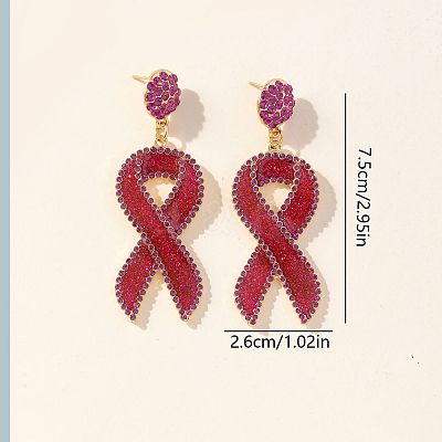 Awareness Ribbon Alloy Rhinestone Dangle Stud Earrings FS-WGFB19B-01-1