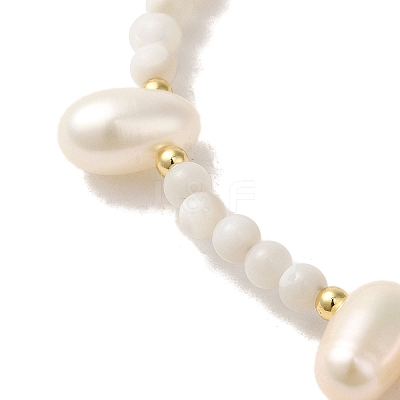 Natural Pearl & Shell Beaded Bracelets BJEW-C051-19G-1
