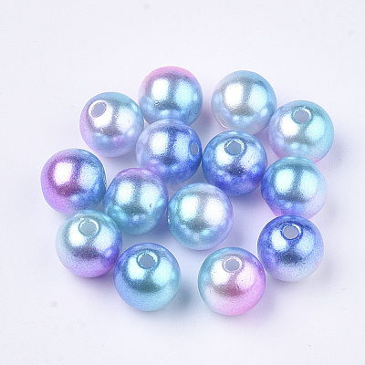 Rainbow ABS Plastic Imitation Pearl Beads X1-OACR-Q174-6mm-02-1