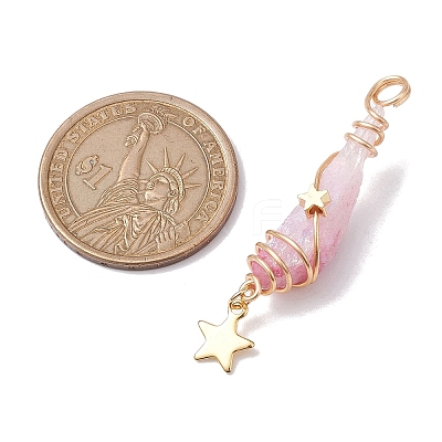 3Pcs 3 Styles Electroplated Natural Quartz Crystal Copper Wire Wrapped Pendants PALLOY-JF02586-04-1