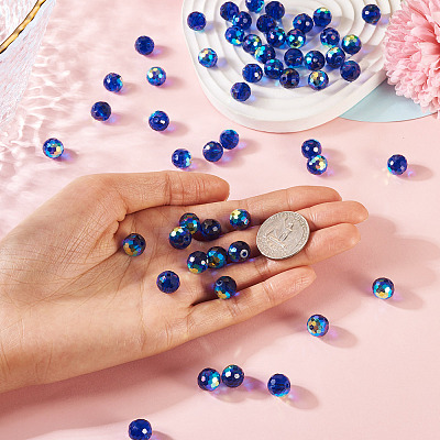80Pcs AB Color Plated Glass Beads EGLA-TA0013-01B-1
