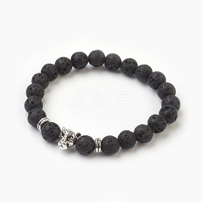 Natural Lava Rock Beads Stretch Bracelets BJEW-JB03850-04-1