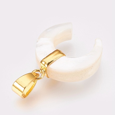 Natural White Shell Mother of Pearl Shell Pendants KK-G346-01A-1