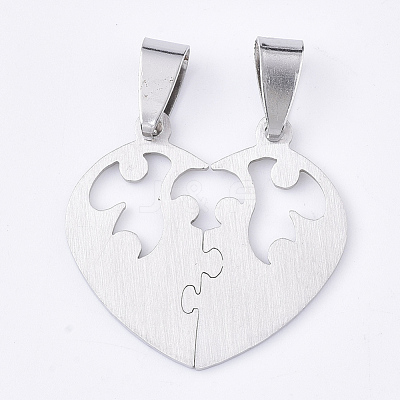 Non-Tarnish 201 Stainless Steel Split Pendants STAS-T048-22-1