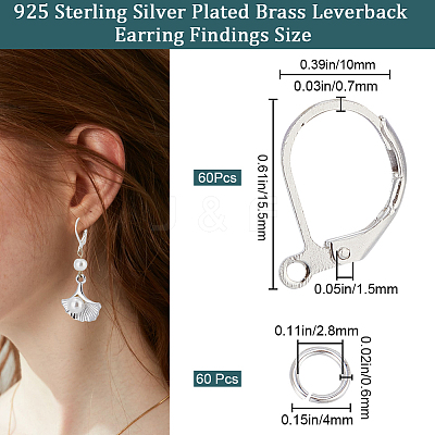 60Pcs Brass Leverback Earring Findings KK-CN0003-06-1