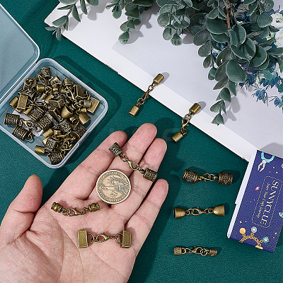 32Pcs 8 Styles Alloy Cord Ends HJEW-SC0003-09-1