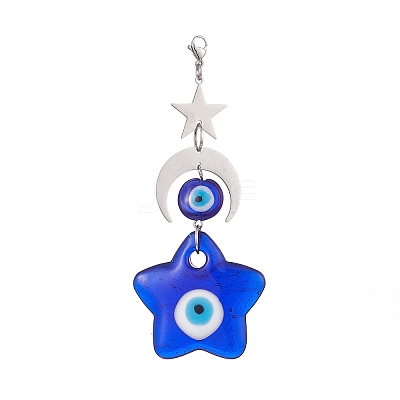 Handmade Evil Eye Lampwork Pendants Decorations HJEW-JM01008-05-1