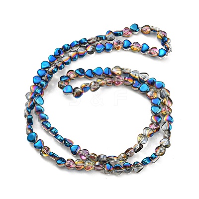 Half Plated Electroplate Transparent Glass Beads Strands EGLA-G037-09A-HP01-1