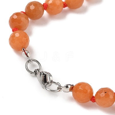 8mm Faceted Round Natural Red Aventurine Beaded Necklaces NJEW-F327-01A-04-1