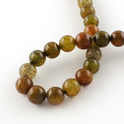 Dyed Natural Dragon Veins Agate Round Bead Strands X-G-R342-8mm-08-1