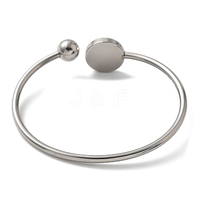 304 Stainless Steel Cuff Blank Bangle Bases with Round Tray STAS-Z088-04A-P-1