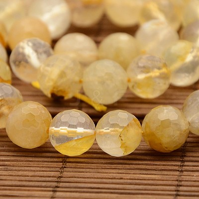 Natural Gemstone Yellow Hematoid Quartz Beads Strands G-N0078-F12mm-10-1