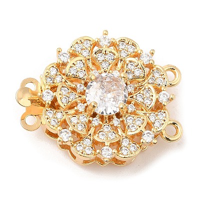 Brass Micro Pave Clear Cubic Zirconia Box Clasps KK-E052-01D-G01-1