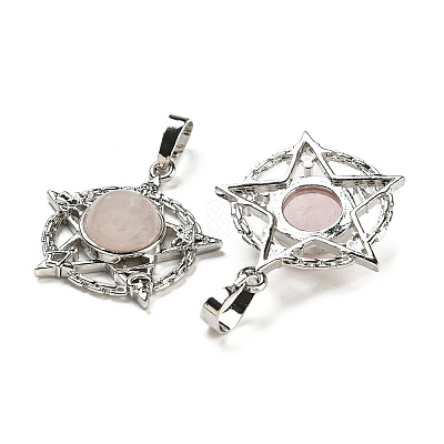 Natural Rose Quartz Pendants G-P517-01P-04-1