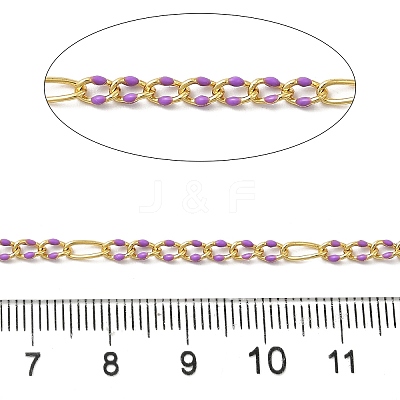 Handmade Brass Enamel Oval Link Chains CHC-L053-08G-02-1