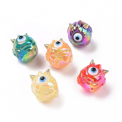 UV Plating Rainbow Iridescent Acrylic Beads OACR-A018-03-1