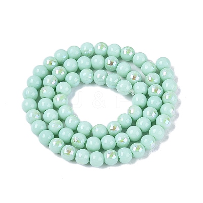 Electroplate Opaque Glass Beads Strands LS-EGLA-Q132-6MM-01C-11-1