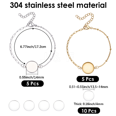 10Pcs 2 Colors 304 Stainless Steel Paperclip Chain Satellite Chain Bracelet Making BJEW-SP0001-31-1