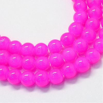 Baking Paint Imitation Jade Glass Round Bead Strands DGLA-Q021-6mm-28-1